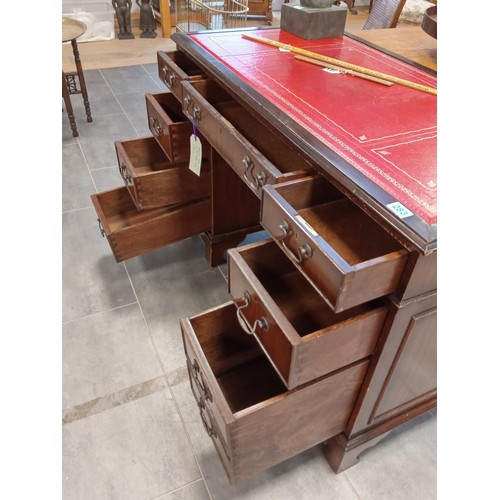 283 - Regency Style desk with red leather inlay.