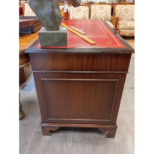 283 - Regency Style desk with red leather inlay.