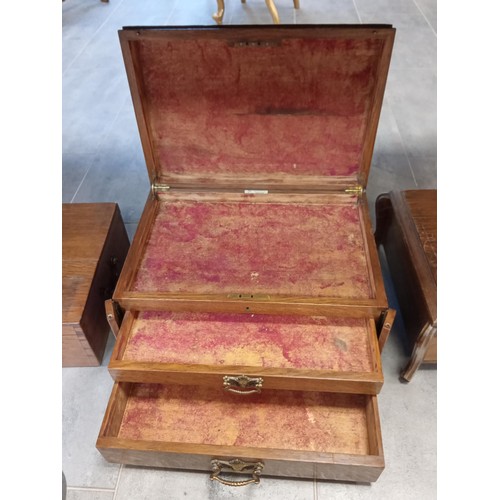 287 - Vintage wooden cutlery canteen case with drawers (empty).