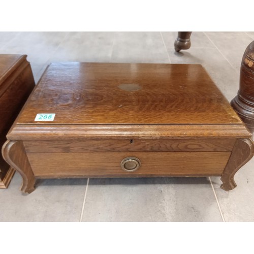 288 - Vintage wooden cutlery canteen case with drawer (empty).