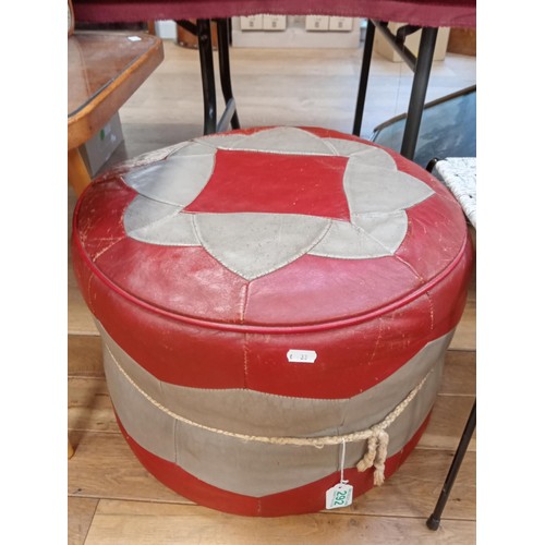 292 - Leather pouffe and metal framed stool