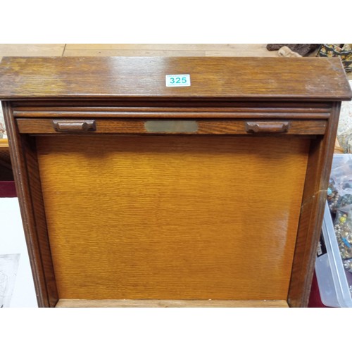 325 - Tabletop Oak Draughtsman's Tambour cabinet.