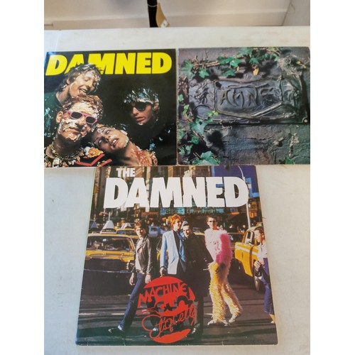 74 - 3 X The Damned LP's, Machine Gun Etiquette, Music for Pleasure Damned damned damned double LP see ph... 