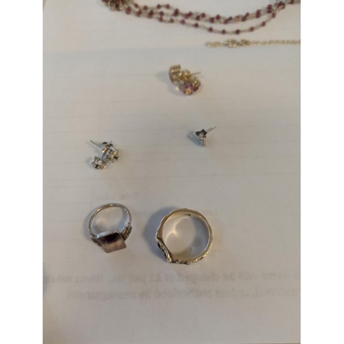 80 - Silver opening book necklace plus silver earrings some costume and plated jewellery & a handmade in ... 