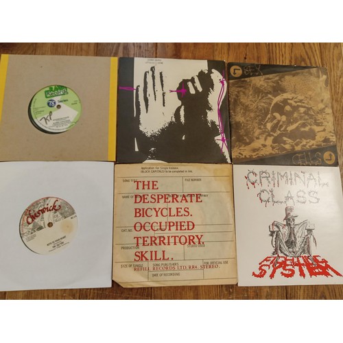 83 - 6 x Punk 45 RPM Records, to include Johnny Moped, Criminal Class and The Desperate Bicycles see phot... 