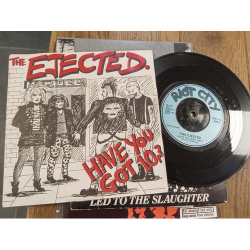 90 - 6 x Punk 45 RPM records, to include The Blood, Mayhem, Rose of Victory, Resistance 77, The Varukers ... 