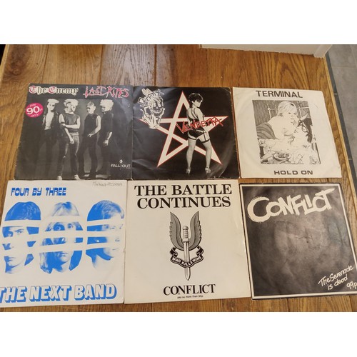 94 - 6 x Punk 45 RPM records, to include The Next Band 4x3, The Enemy, The Battle Continues, The Skeptix,... 