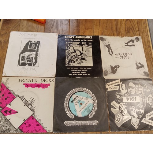 96 - 6 x Punk 45 RPM records, to include Private Dicks, Plastic Sandwiches, Ian Dury & the Blockheads, Cr... 