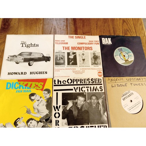 101 - 6 x Punk 45 RPM records, to include The Dickies (red vinyl), The Tights, The Opressed, The Monitors,... 