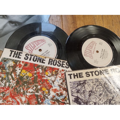 84 - 5 x 45 RPM records, to include 2 x The Stone Roses, Morrisey, The Skids (white vinyl) & Rough Trade