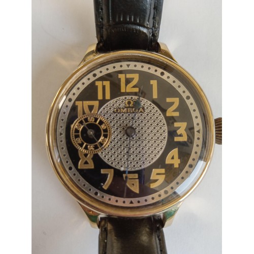 106 - 1912 Omega Pocket watch converted to a wrist watch.  10% commission on this lot please do not pay un... 