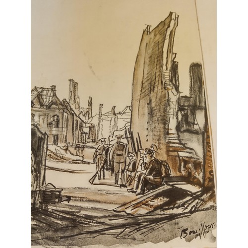 110 - Artwork by Sir Muirhead Bone called Ruins of Ypres signed (not sure if original or print)