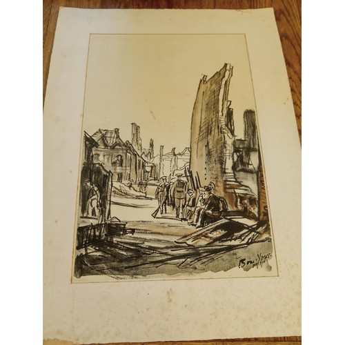 110 - Artwork by Sir Muirhead Bone called Ruins of Ypres signed (not sure if original or print)