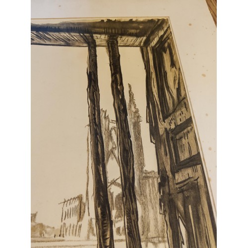 111 - Artwork by Sir Muirhead Bone called Ruins of Ypres (2) signed (un sure if original or print)