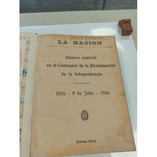 127 - La Nacion 1810-1910 & 1816-1916 large books on the history of Argentina