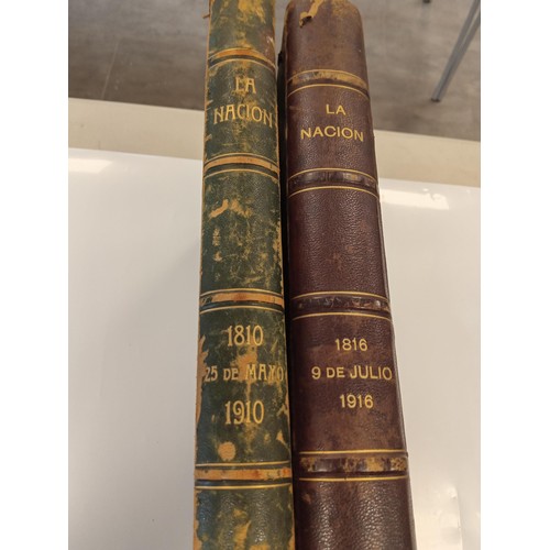 127 - La Nacion 1810-1910 & 1816-1916 large books on the history of Argentina