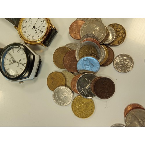 134 - Small selection of watches, coins & jewellery pieces from a house clearance