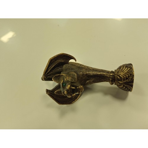 135 - Cast Brass Cat Gargoyle pipe tamper or vintage wax stamp plus cast brass Parrot pipe tamper or vinta... 