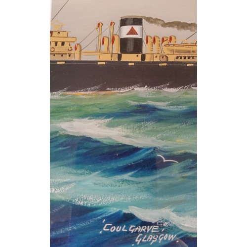 136 - Original framed watercolour of Coulgarve - Glasgow - Clyde Steamship.  H Crane - London - 1949.  Wit... 