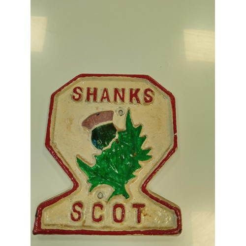 137 - A pair of Shanks Arbroath metal plaques