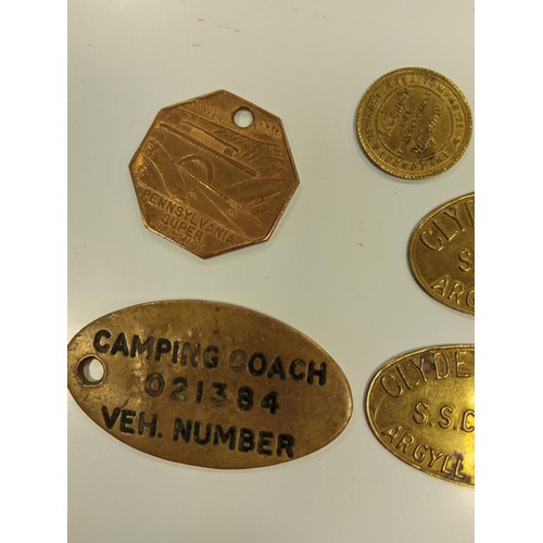 142 - Vintage Clyde Shipping Railway & Pennsylvanian Super Highway token badges