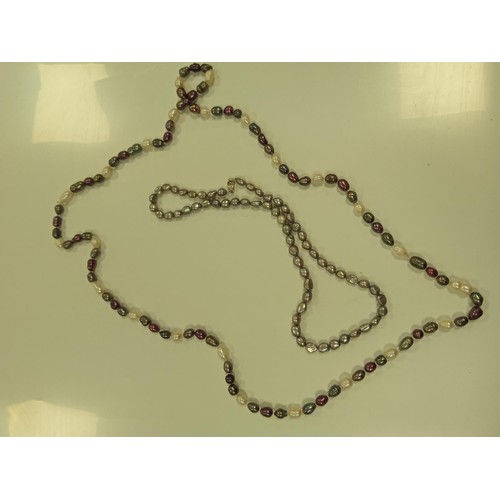 150 - 2 x coloured pearl necklaces from a deceased estate