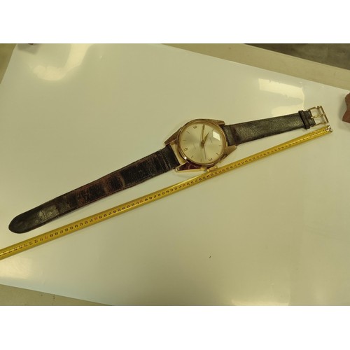 157 - Wall hanging wrist watch by Estyma automatic, leather strap vintage and is working hanging clock, me... 