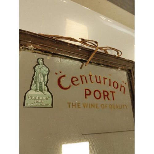 158 - Antique Centurion Port Mirror, The Wine of Quality 36 x 27cm approx, very very rare