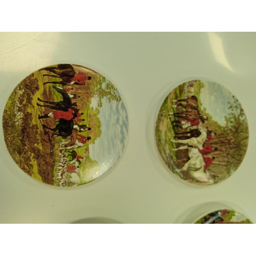 159 - Selection of 5 x Vintage Poole England plates with hunting scenes.  Each plate 15cm diameter approx