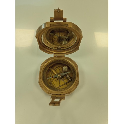 160 - Trinidad solid brass sighting compass with clinometer