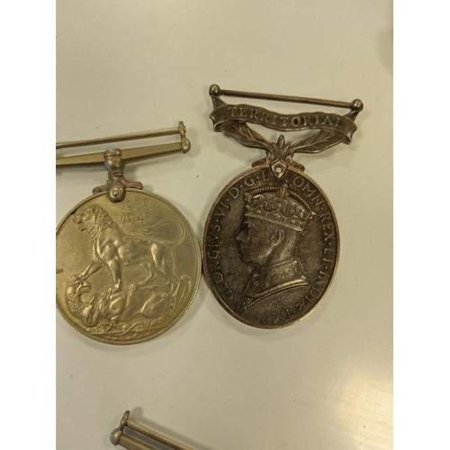 164 - World War II medals etc including Territorial medal which has been engraved on the edge 2866120, W.O... 