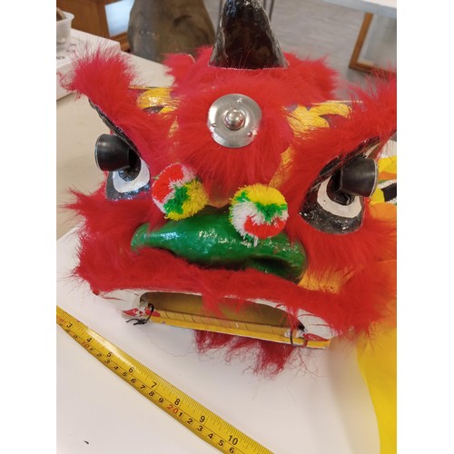 180 - 2 x Paper Mache Chinese full head masks, bought in China.  1 is a Lion dance Chinese costume dragon ... 