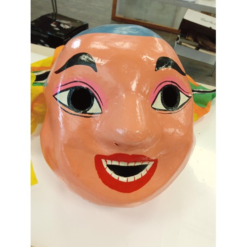 180 - 2 x Paper Mache Chinese full head masks, bought in China.  1 is a Lion dance Chinese costume dragon ... 