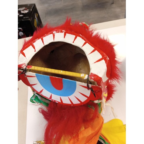 180 - 2 x Paper Mache Chinese full head masks, bought in China.  1 is a Lion dance Chinese costume dragon ... 