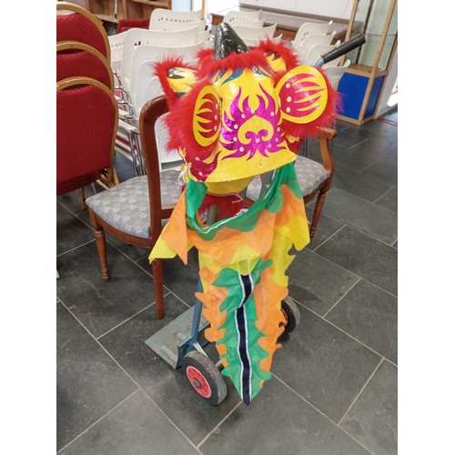 180 - 2 x Paper Mache Chinese full head masks, bought in China.  1 is a Lion dance Chinese costume dragon ... 