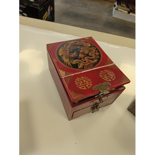 181 - 4 x Collectors boxes wooden, brass and oriental style