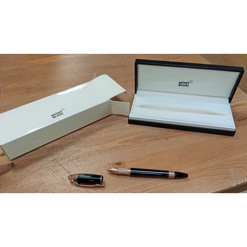 206 - Mont Blanc Star Walker fine liner red gold pen in original case, Model number 105652, includes origi... 