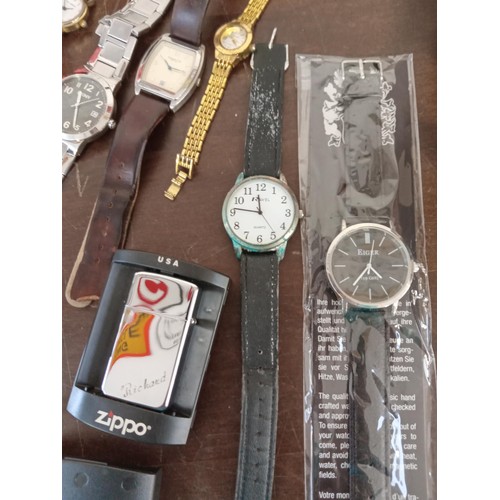 207 - direct from a deceased estate  8 watches, Pocket watch , Zippo Lighter , Fountain pen and a travel c... 