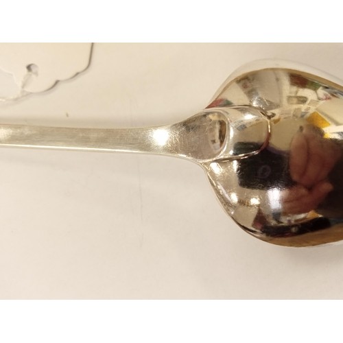 72 - Georgian solid sterling silver serving spoon.  London 1800 maker George Smith III, 129g approx. 30cm... 