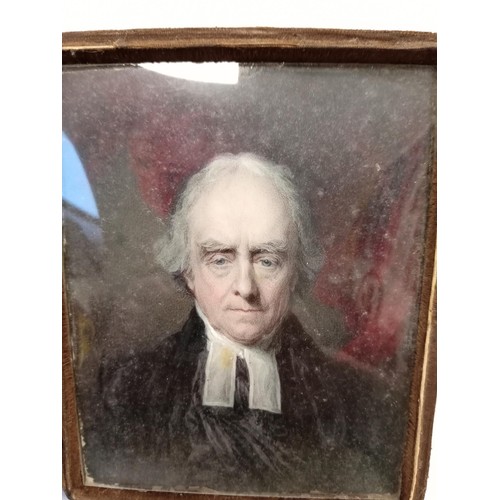 76 - Victorian original oil portrait behind domed glass in a leather framed case