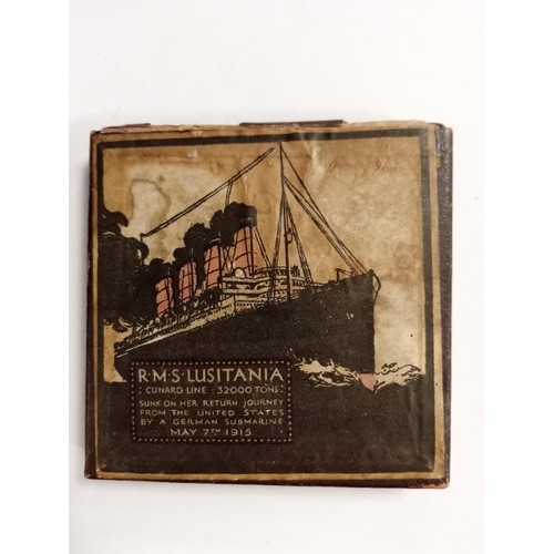 82 - RMS Lusitania German Medal in original box and leaflet 'A German Naval Victory'