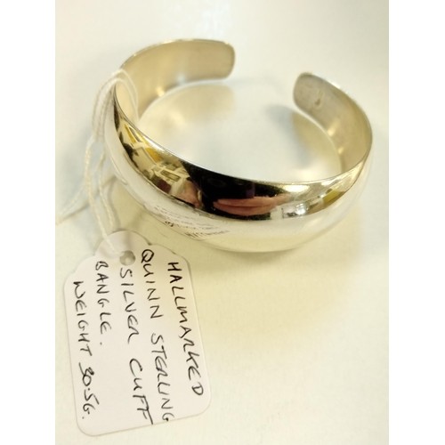 117 - Bangles and bracelets inc. Hallmarked Quinn sterling silver cuff bangle, 30.5g approx. Zoppini sterl... 