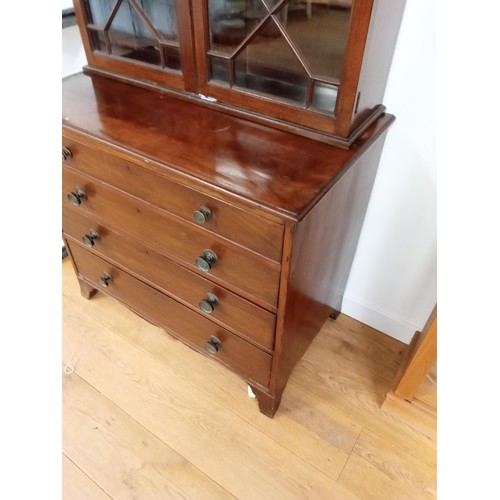 143 - Vintage 4 drawer unit with library case on top A/F