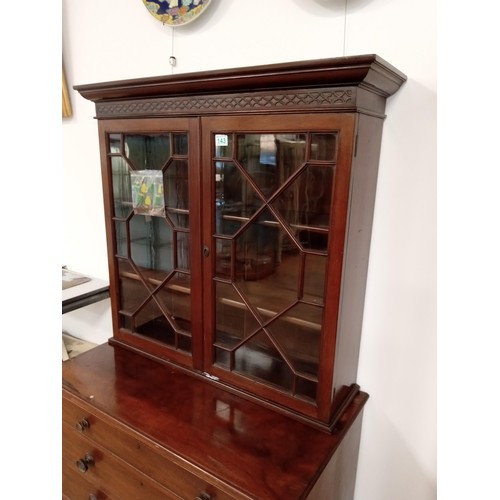 143 - Vintage 4 drawer unit with library case on top A/F