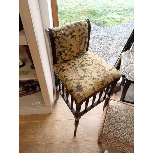 155 - Vintage chair, footstool and small carved table