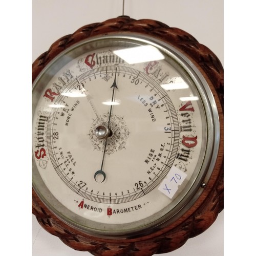 165 - Matching wall hanging 8 day Sonia clock USA & Aneroid barometer