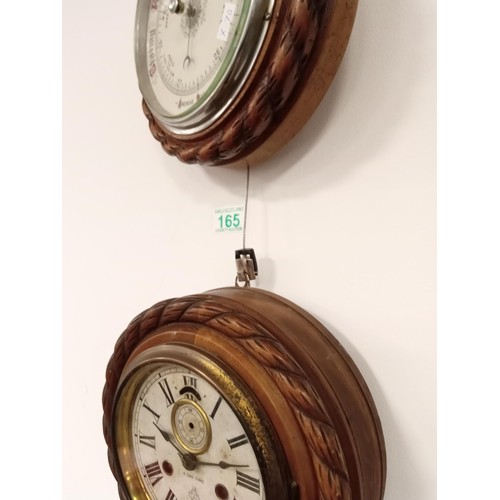 165 - Matching wall hanging 8 day Sonia clock USA & Aneroid barometer