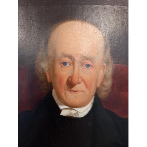 170 - Framed oil painting on canvas of Revd. R. Cock of Bathen, died 1848 aged 91. 56x50cm approx.