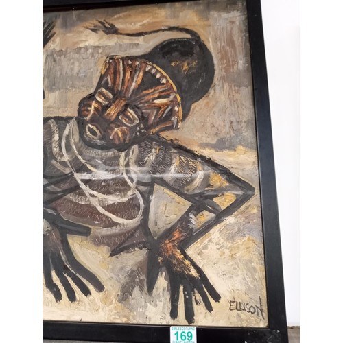 169 - Rare opportunity to purchase Tribal Art by Ellison 122x61cm approx. Has been in a private collection... 