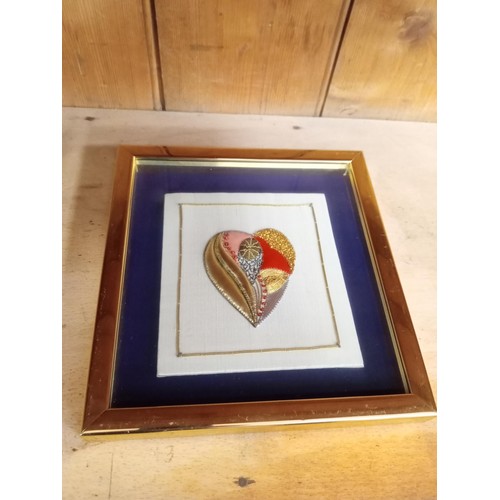 178 - Heart, Spade, Club & Diamond playing card Aces framed, designed and worked by Betty Mayes of Rothley... 